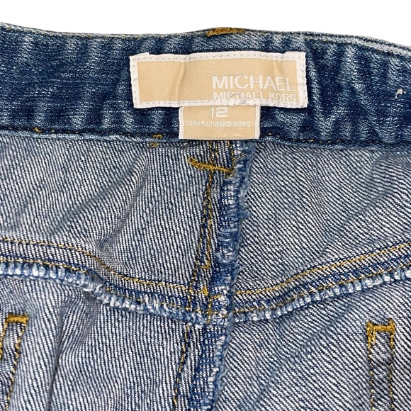 Michael Kors Women Distressed Stretch Bootcut Flare Bling Y2K Denim Jeans Sz 12 - Picture 8 of 14